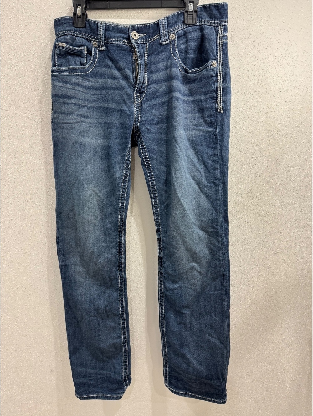 Buckle Black Men’s Jeans 34x34 Medium Wash Straight Leg Heavy Stitch